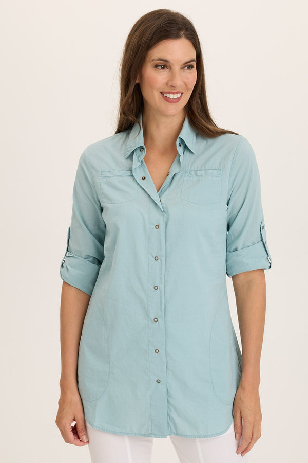 Reporter Soft Voile Button-Down Blouse