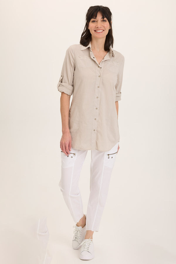 Reporter Soft Voile Button-Down Blouse