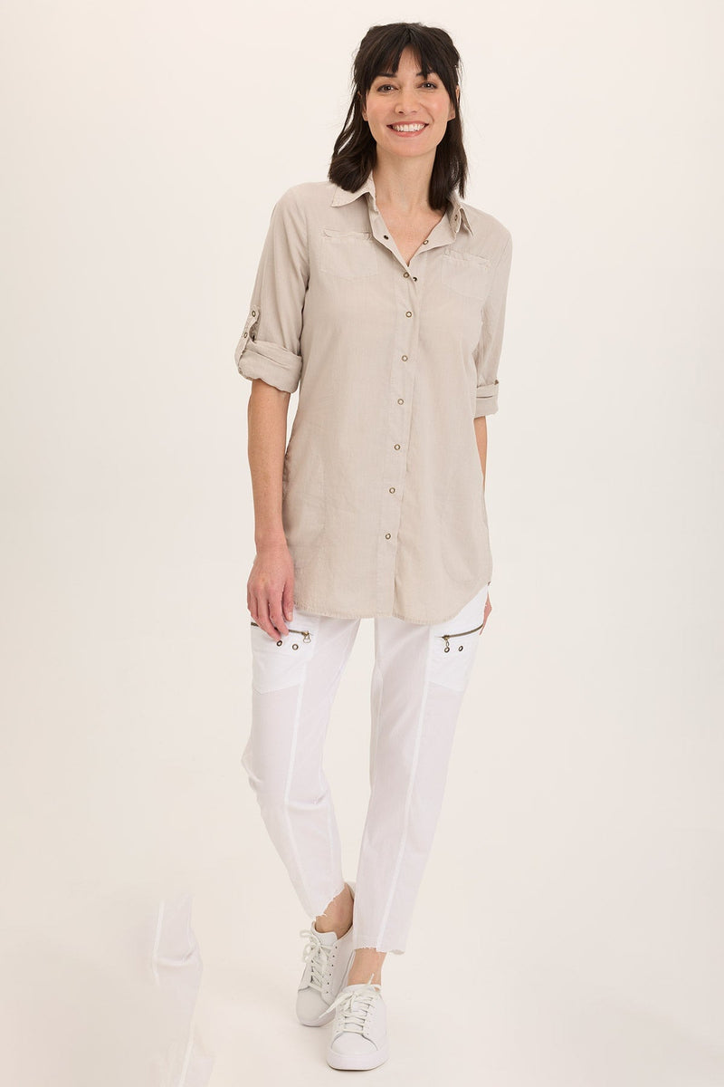 Reporter Soft Voile Button-Down Blouse