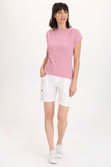 Arwen Soft Jersey Mock Neck Tee