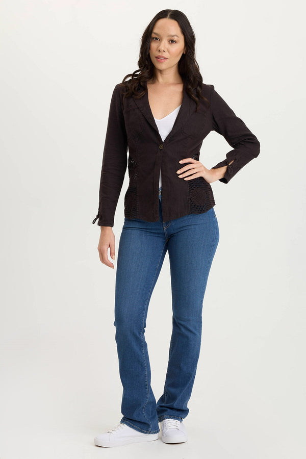 Trinket Linen/Crochet Embroidered Lightweight Jacket