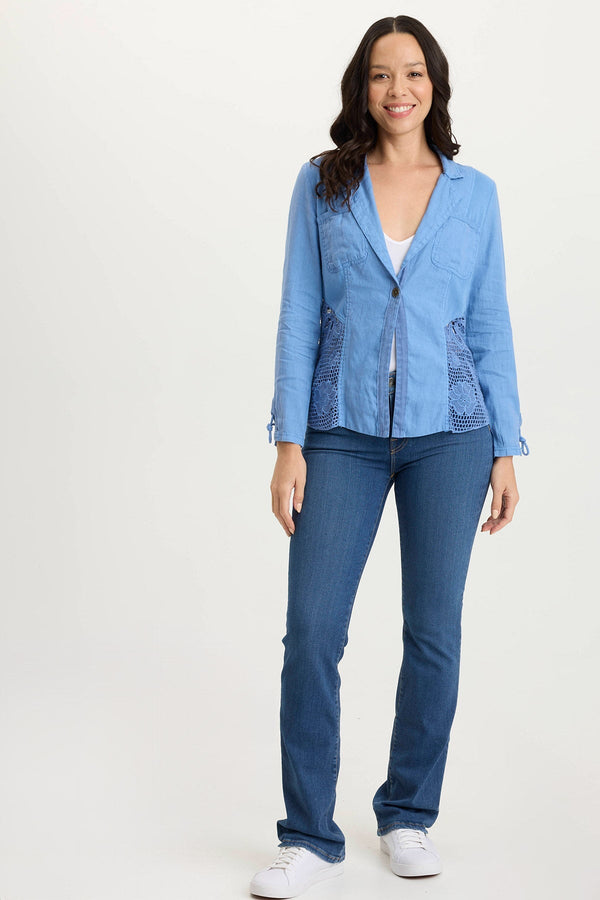 Trinket Linen/Crochet Embroidered Lightweight Jacket