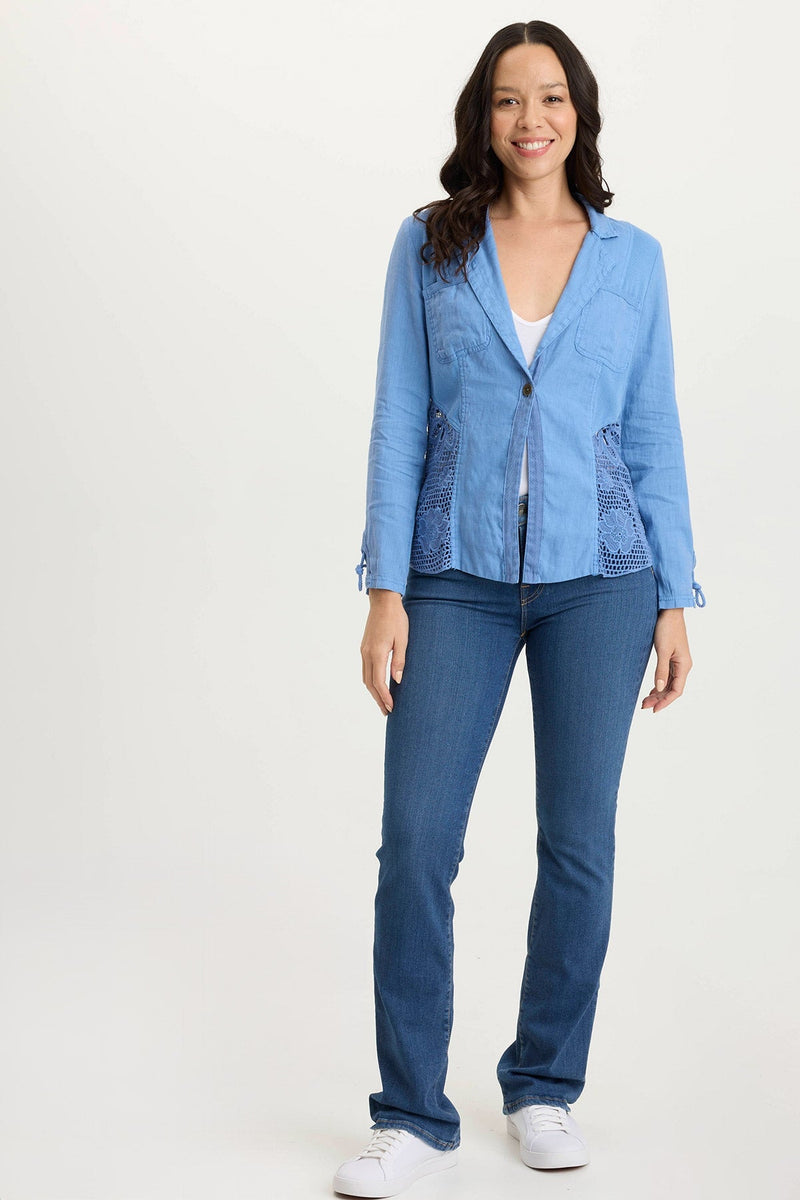 Trinket Linen/Crochet Embroidered Lightweight Jacket
