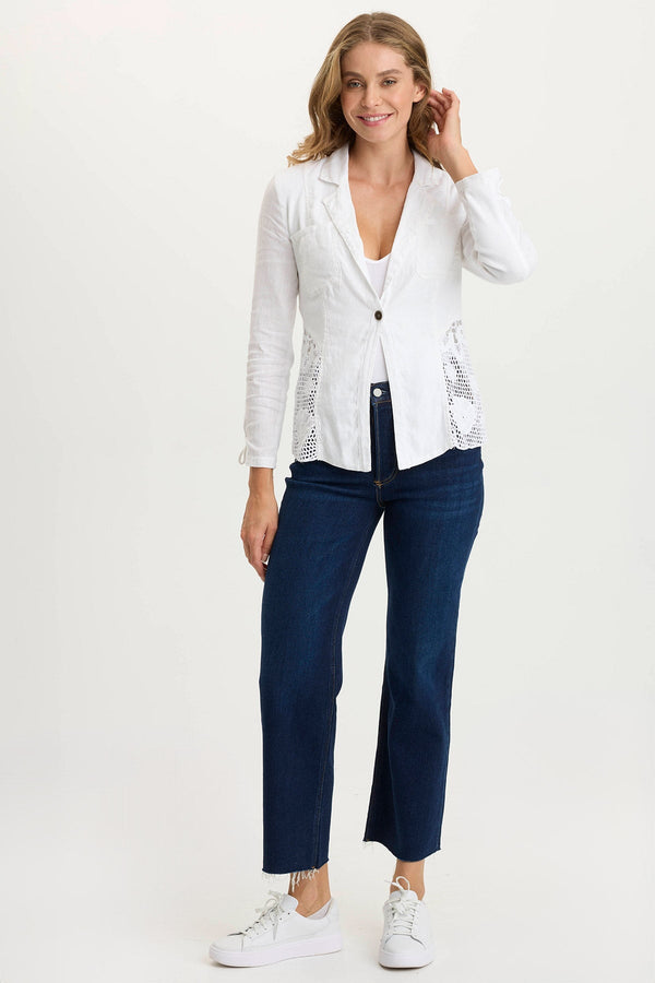 Trinket Linen/Crochet Embroidered Lightweight Jacket