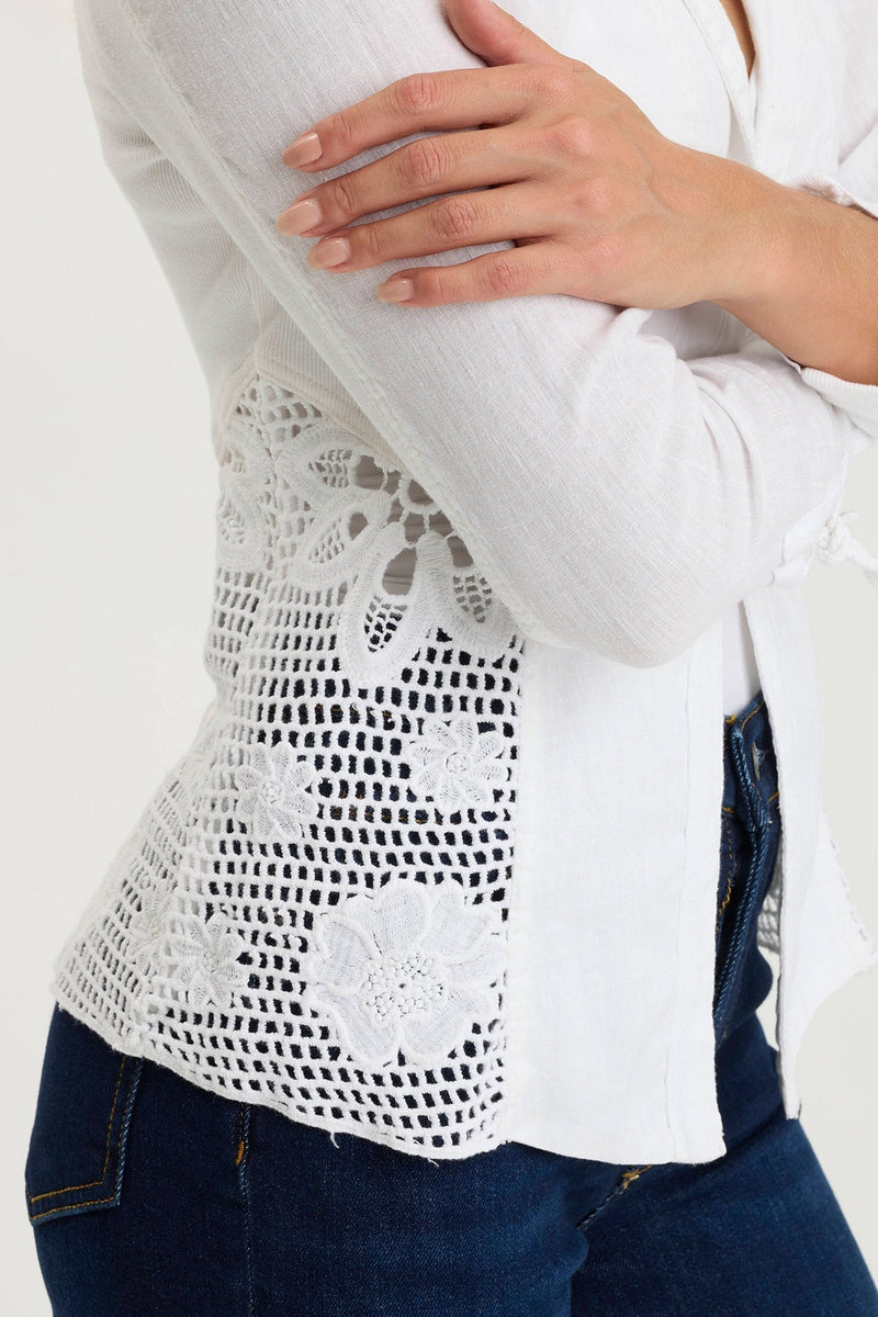 Trinket Linen/Crochet Embroidered Lightweight Jacket