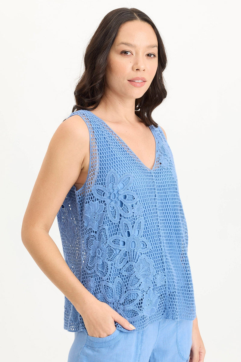 Chariss Crochet V-Neck Tank Top