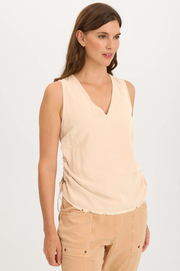 Ileana Cinched Soft Twill V-Neck Tank