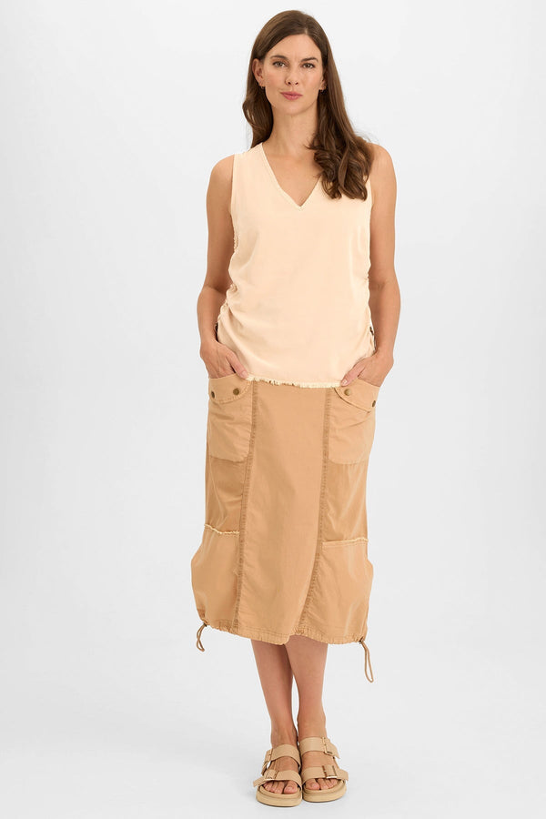 Ileana Cinched Soft Twill V-Neck Tank