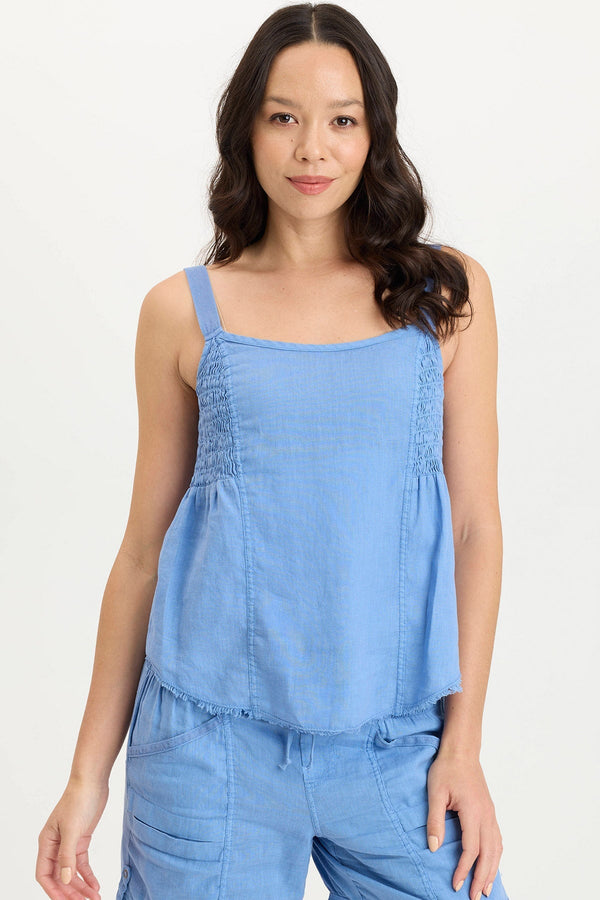 Fernley Linen Ruched Tank
