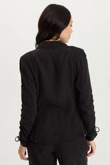 Stratford Twill/Jersey 3/4-Sleeve Blazer Jacket