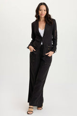 Stratford Twill/Jersey 3/4-Sleeve Blazer Jacket