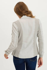 Stratford Twill/Jersey 3/4-Sleeve Blazer Jacket