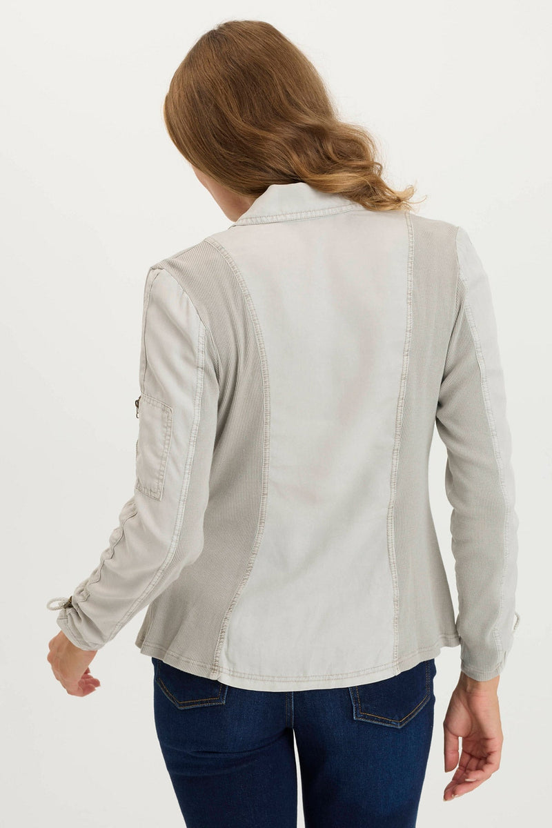 Stratford Twill/Jersey 3/4-Sleeve Blazer Jacket