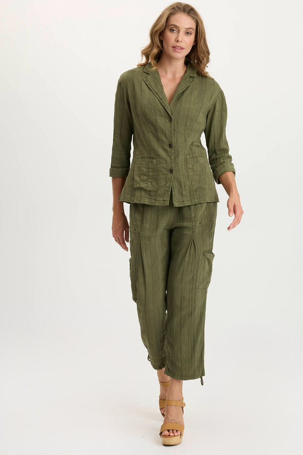 Hendrix Textured Gauze 3/4-Sleeve Button-Up Jacket