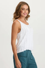 Haddon Stripe Voile/Jersey A-Line Tank