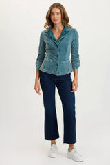Darwin Poplin/Ribbed Tabbed 3/4-Sleeve Jacket