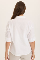 Carrie Linen 3/4-Sleeve Button-Up