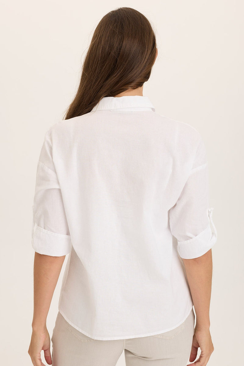 Carrie Linen 3/4-Sleeve Button-Up