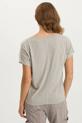 Ulysses Twill/Jersey Oversized V-Neck Top