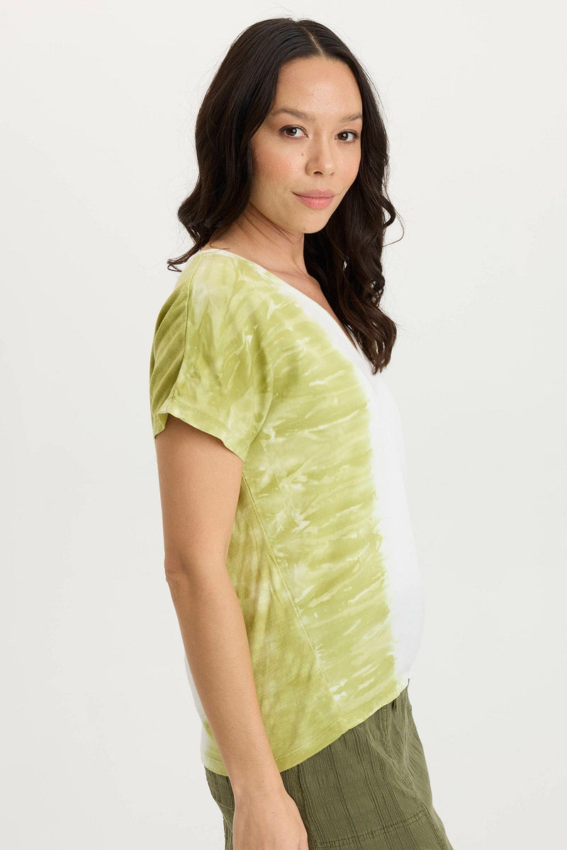 Ulysses Twill/Jersey Oversized V-Neck Top