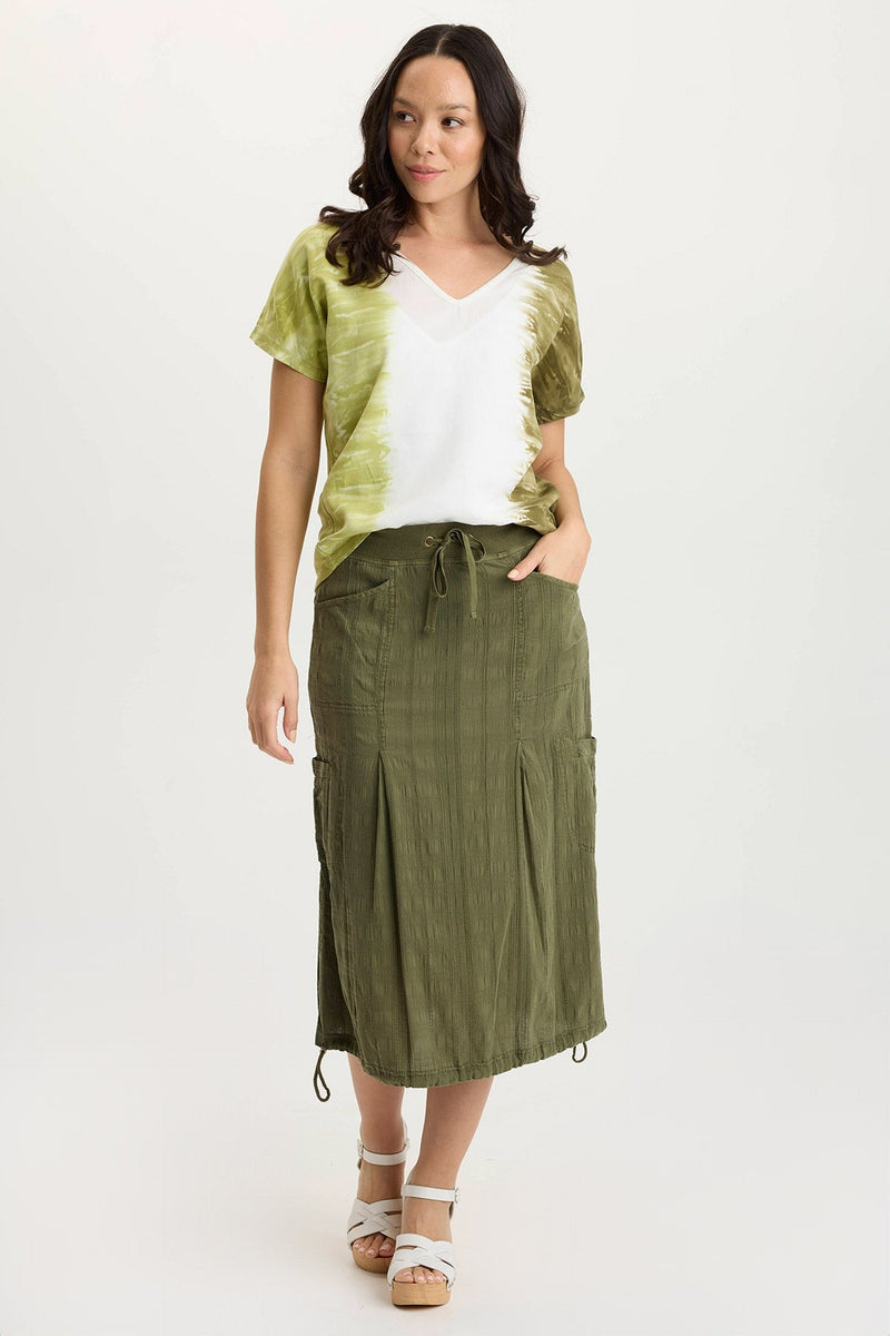 Ulysses Twill/Jersey Oversized V-Neck Top