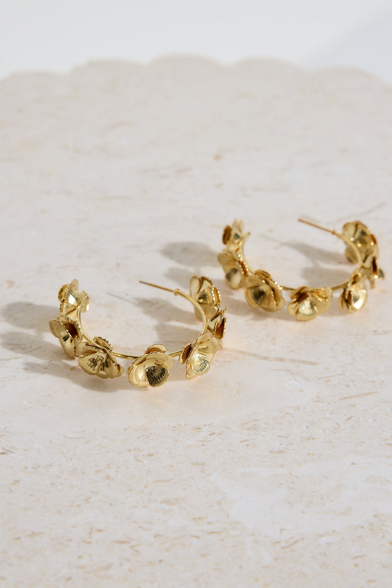 18k Gold Plated Flower Crown Earrings Gold