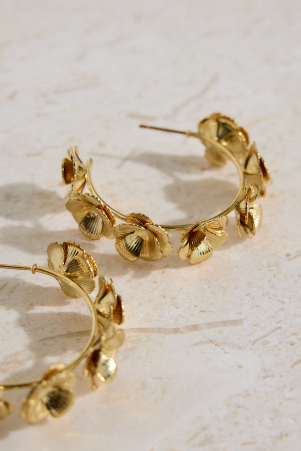 18k Gold Plated Flower Crown Earrings Gold