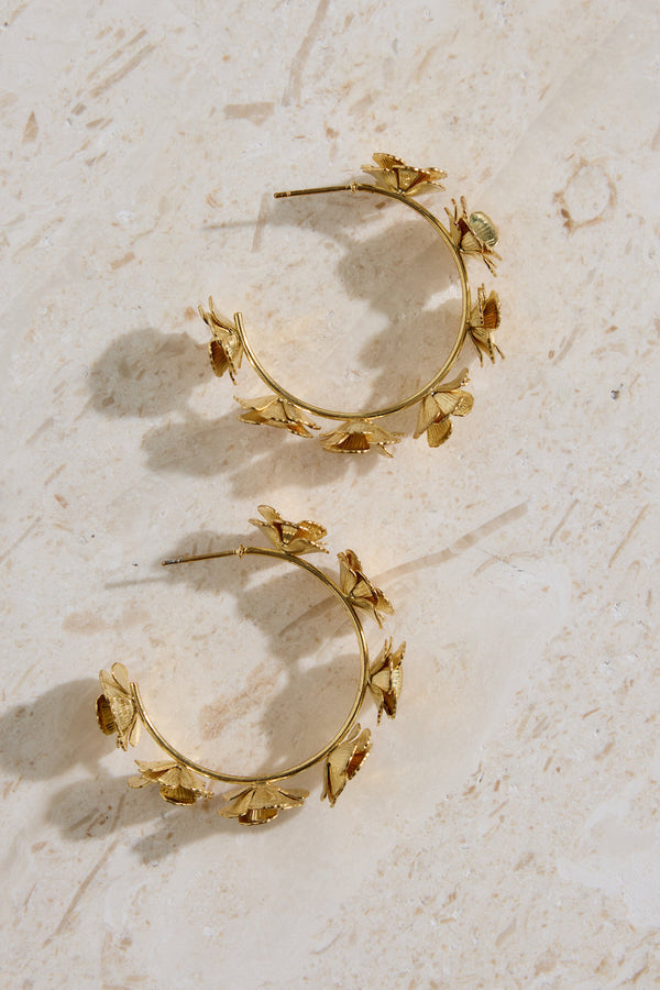 18k Gold Plated Flower Crown Earrings Gold