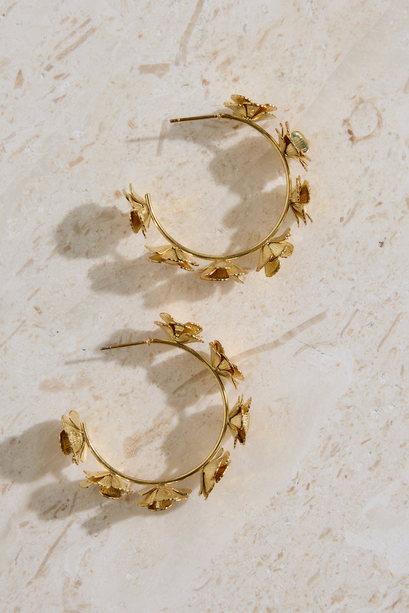18k Gold Plated Flower Crown Earrings Gold