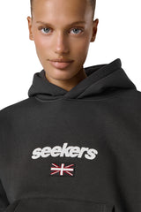 Seekers GB Shrunken Hoodie in Off-Black
