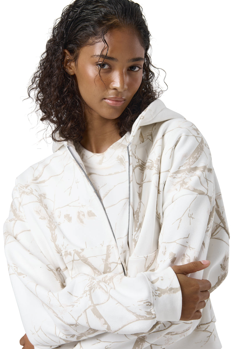 Ranch Shrunken Zip Up Hoodie in Milk