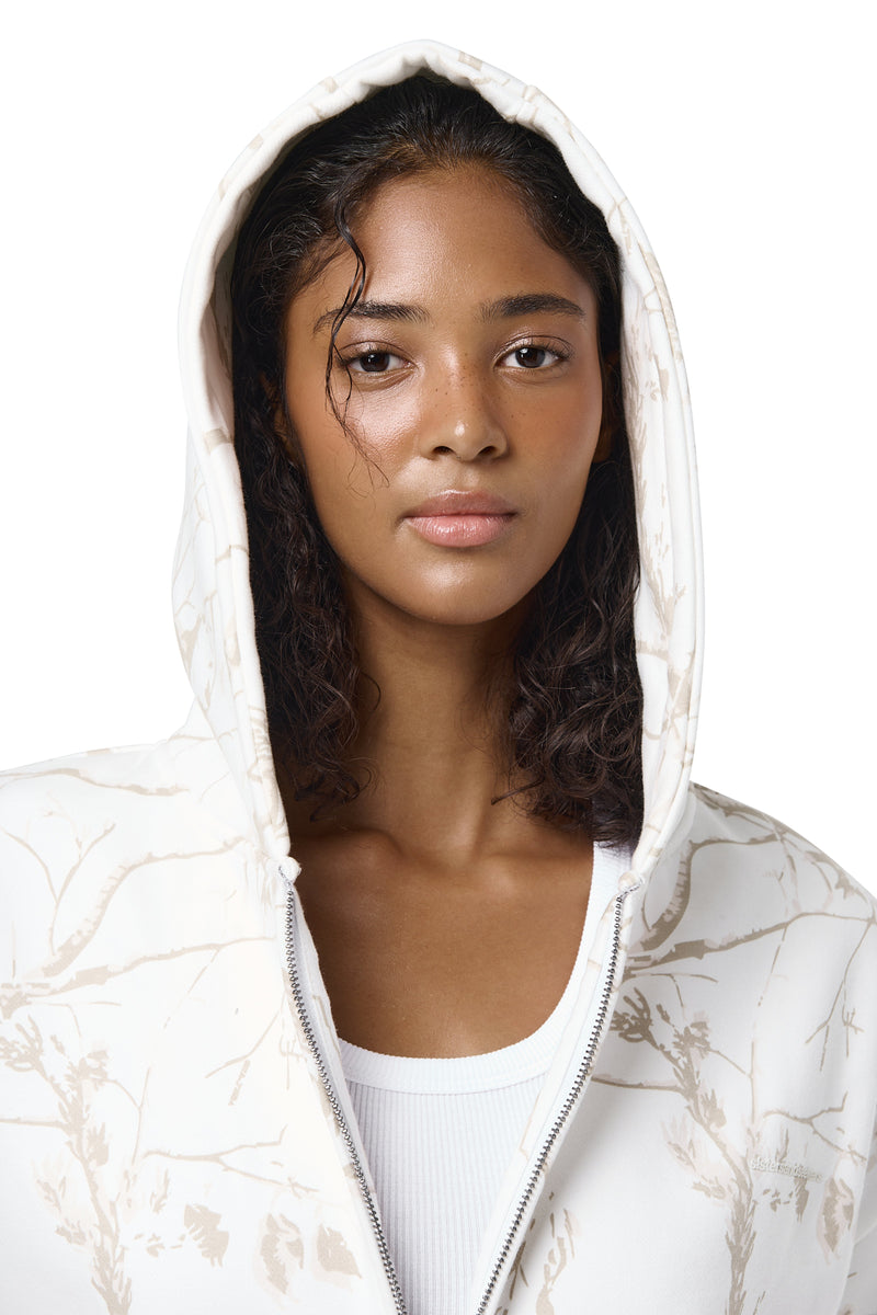 Ranch Shrunken Zip Up Hoodie in Milk