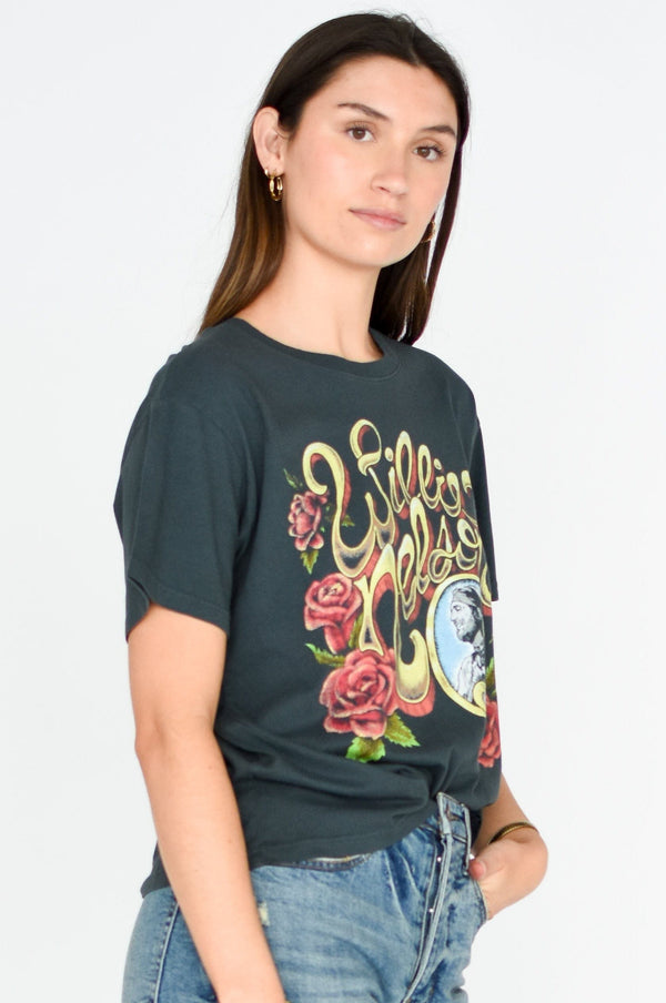 Willie Nelson Rose Frame Boyfriend Tee