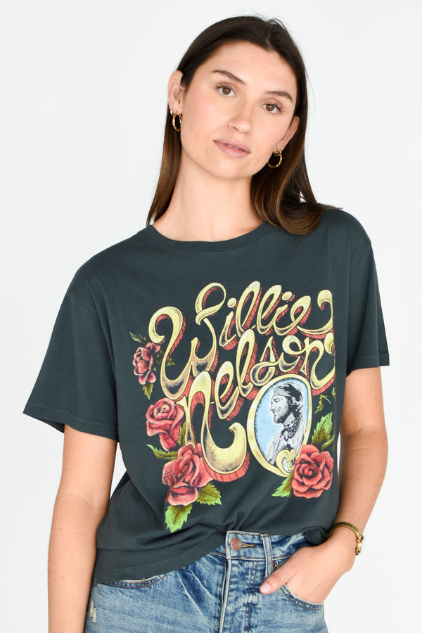 Willie Nelson Rose Frame Boyfriend Tee