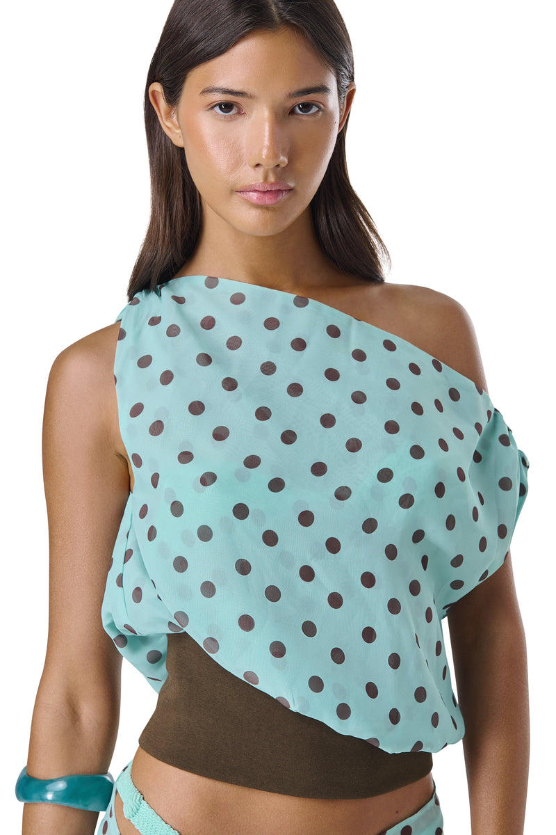 Bruna Off-Shoulder Top in Teal