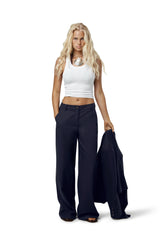 Emmie Straight Leg Linen Trouser in Navy