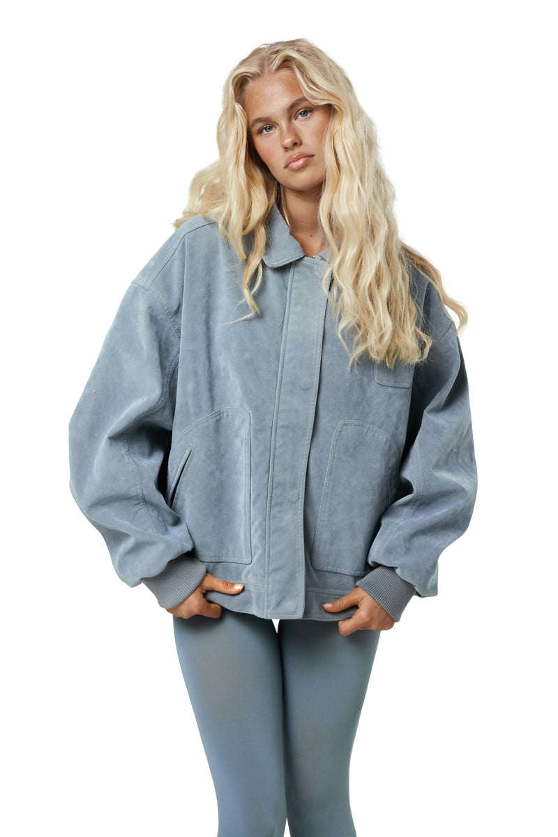 Martha Faux Suede Jacket in Blue