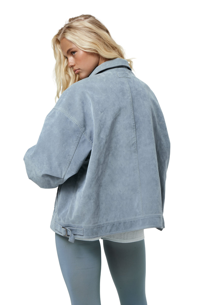 Martha Faux Suede Jacket in Blue