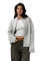 Originals Knit Zip Up in Light Grey