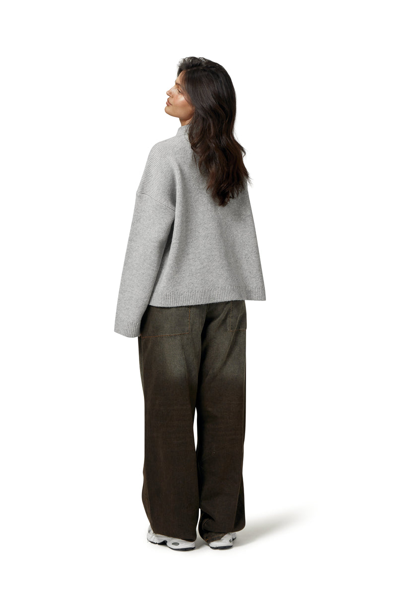 Originals Knit Zip Up in Light Grey