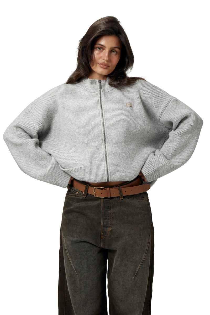 Originals Knit Zip Up in Light Grey