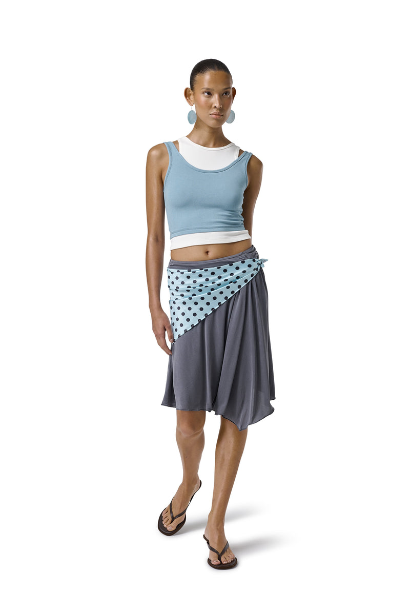 Huggie Layered Vest Top in Mid Blue