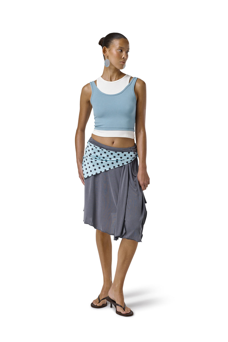 Huggie Layered Vest Top in Mid Blue