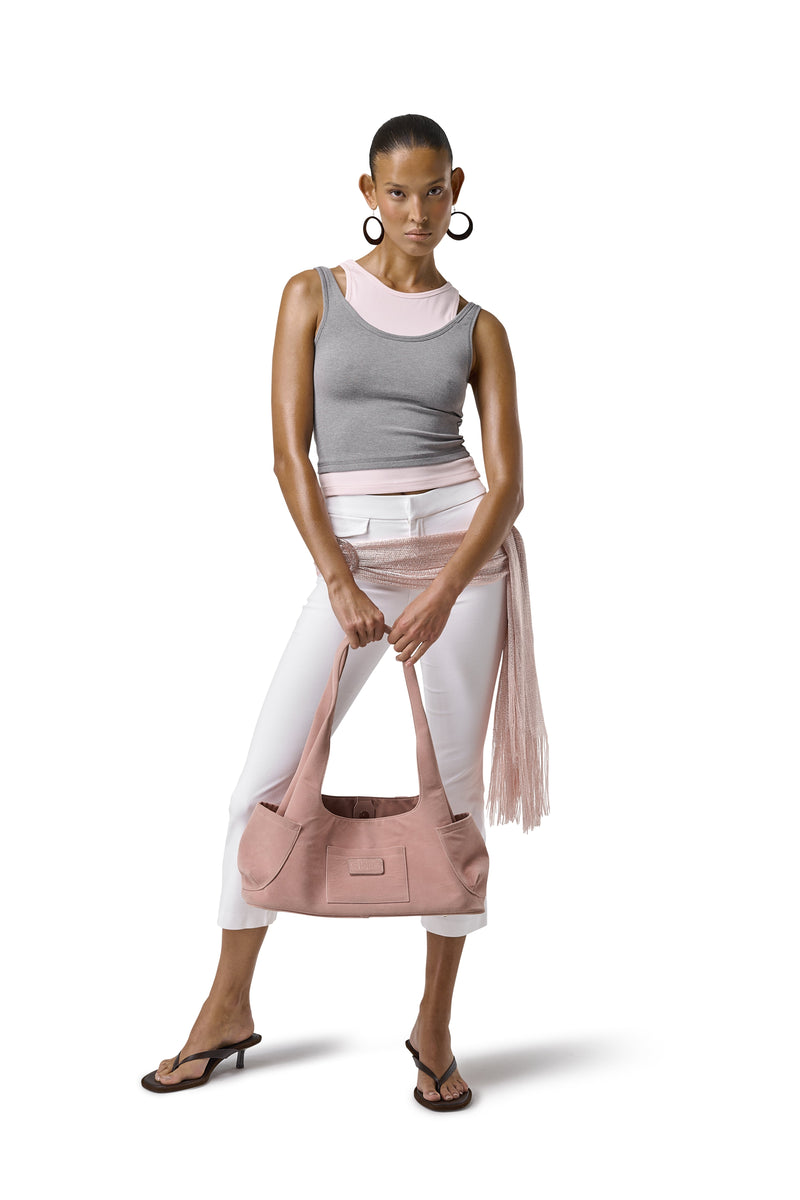 Huggie Layered Vest Top in Mid Grey