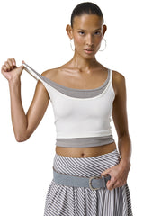 Huggie Layered Strappy Top in White