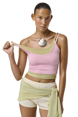Huggie Layered Strappy Top in Soft Pink