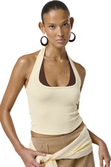 Huggie Layered Halter Top in Butter Yellow