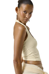 Huggie Layered Halter Top in Butter Yellow