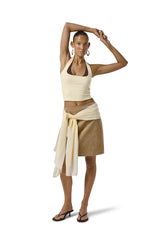 Huggie Layered Halter Top in Butter Yellow