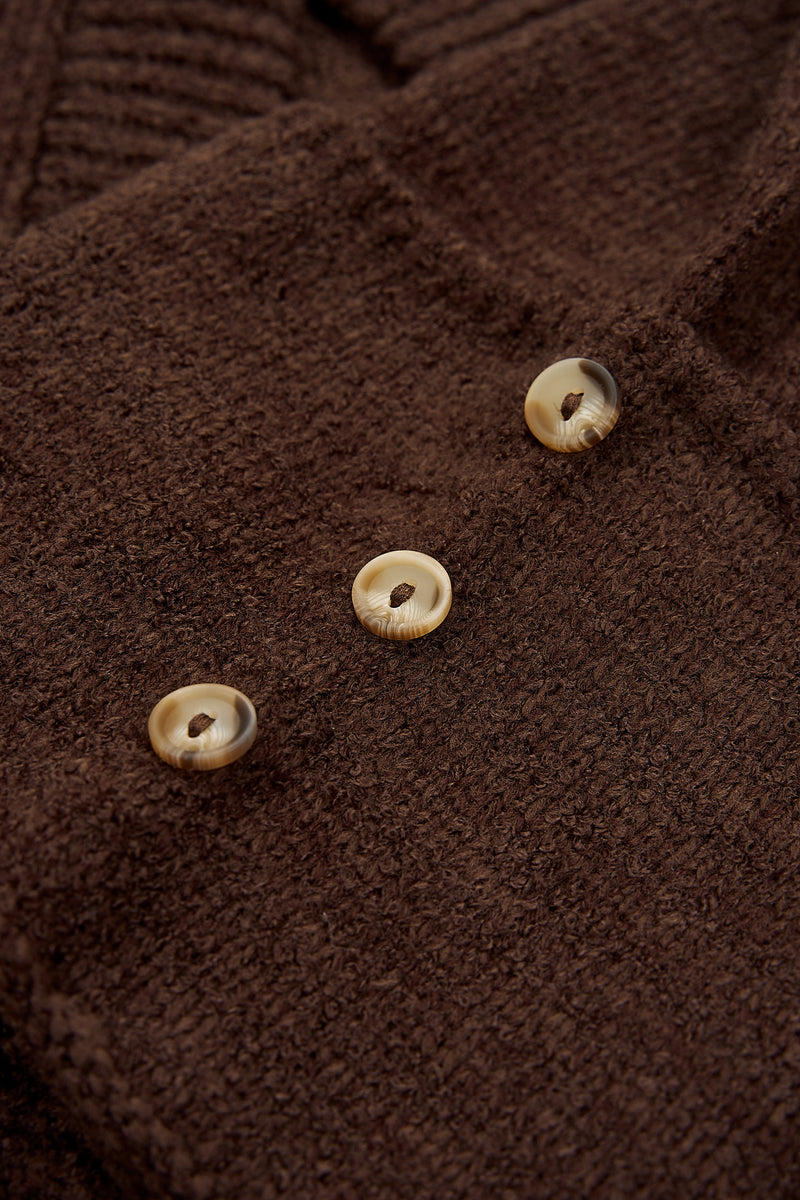 Sable Button Top Cardigan in Brown